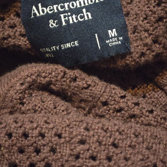Abercrombie/Fitch Women's M Crocheted Knit Brown Top Y2K Capsule Timeless Style. - Picture 5 of 8